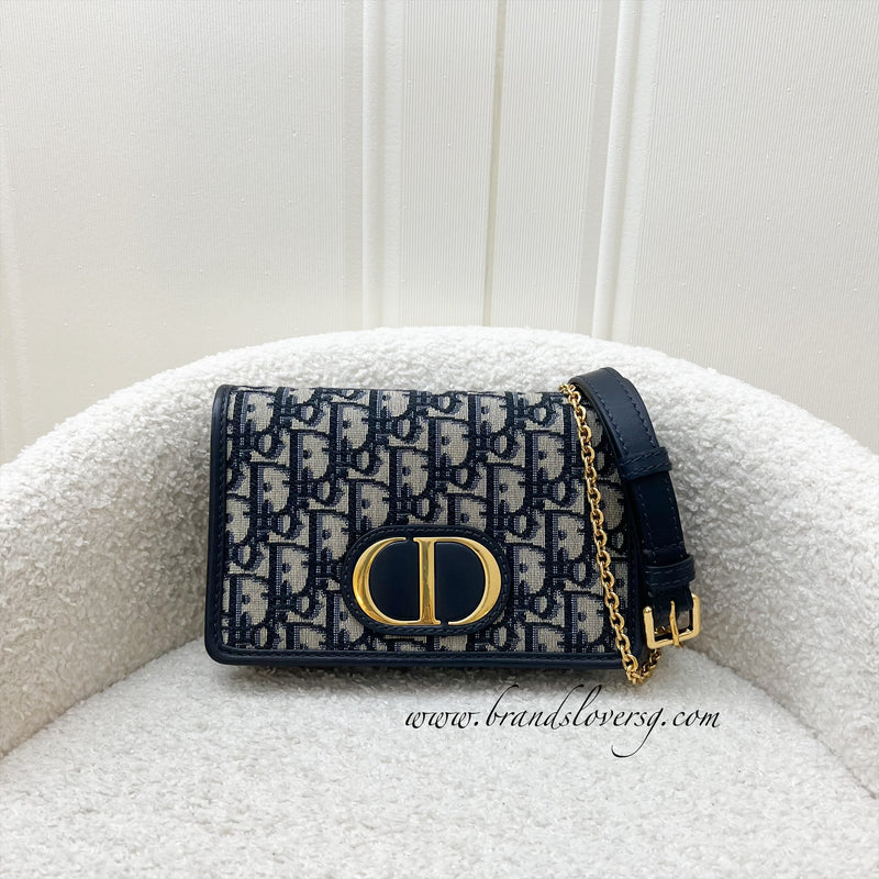 Dior 2-in-1 30 Montaigne Pouch / WOC in Navy Oblique Canvas GHW