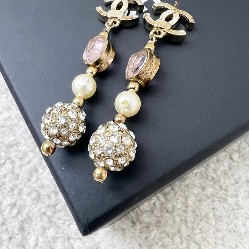 Chanel Dangling Earrings with Purple Crystals