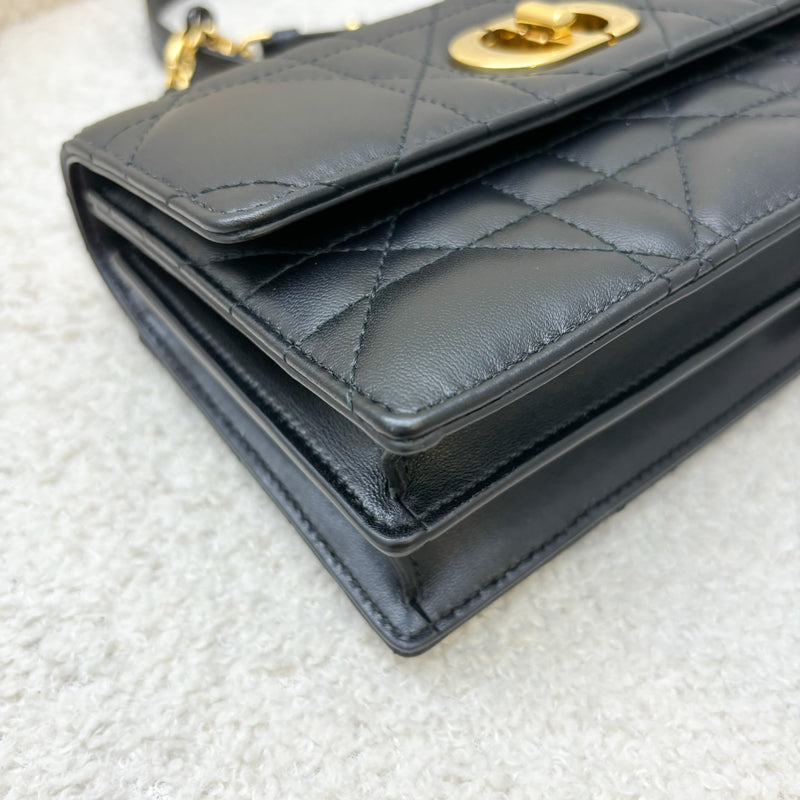 Dior Miss Caro Mini Flap Bag in Black Macrocannage Lambskin and GHW