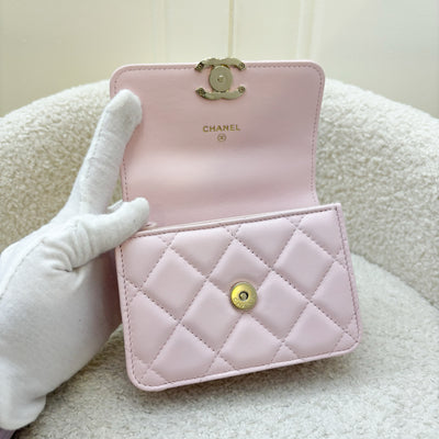 Chanel Seasonal Top Handle Mini Bag / Clutch on Chain in Pink Lambskin and GHW