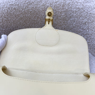 Dior Bobby East West Bag in Pale Yellow Calfskin and AGHW (With Additional Dior Canvas Strap)