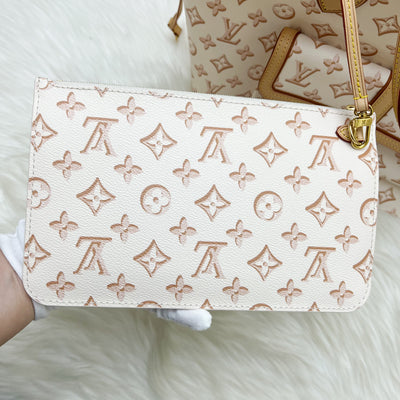 LV Neverfull MM with Front Pocket in Beige Clair Monogram Canvas and GHW (M20921)