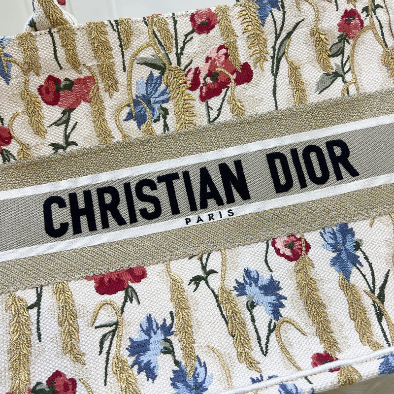 Dior Medium Book Tote in Hibiscus Floral Canvas