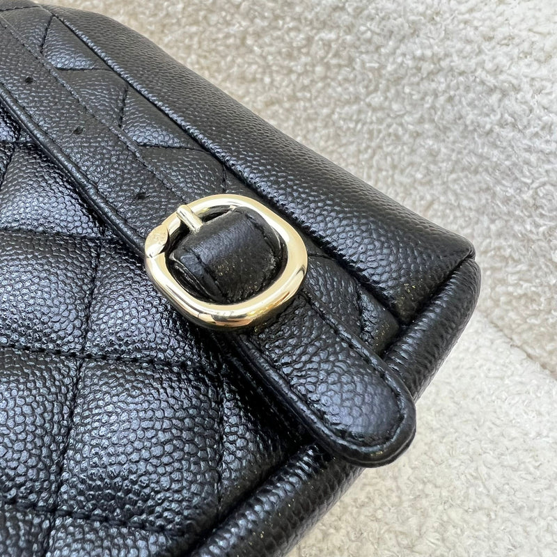 Chanel 23P Triple Small / Mini Backpack in Black Caviar and LGHW
