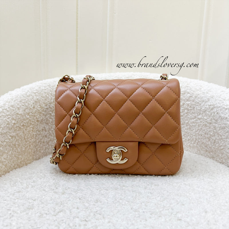 Chanel Classic Square Mini in 22S Caramel Lambskin and LGHW