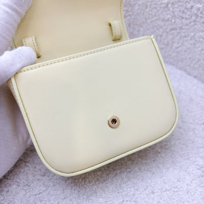 Celine Triomphe Mini Claude Flap Bag in Light Yellow Shiny Calfskin and GHW