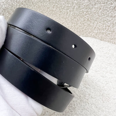 Dior CD Saddle Belt in Black Calfskin, 20 MM and AGHW in Sz 85