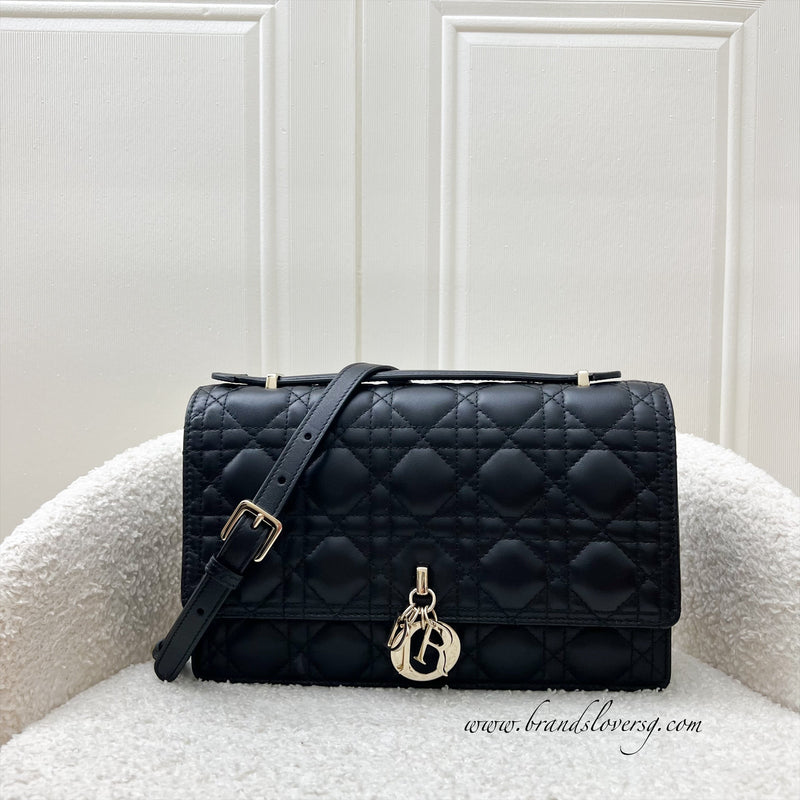 Dior My Dior Top Handle Bag in Black Cannage Lambskin and GHW