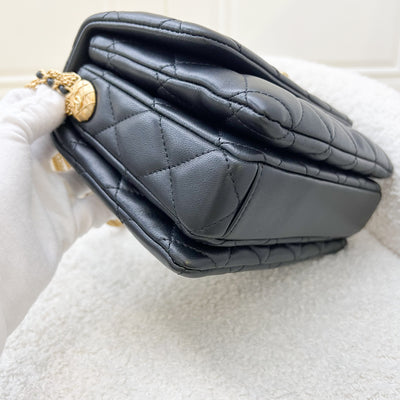 Chanel 22A Seasonal Flap in Black Lambskin and AGHW