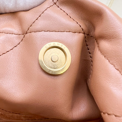 Chanel 22 Small Hobo Handbag in Caramel Calfskin and AGHW