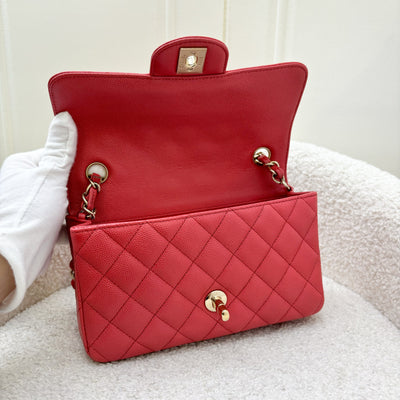 Chanel Classic Mini Rectangle Flap in 17C Dark Pink Caviar LGHW