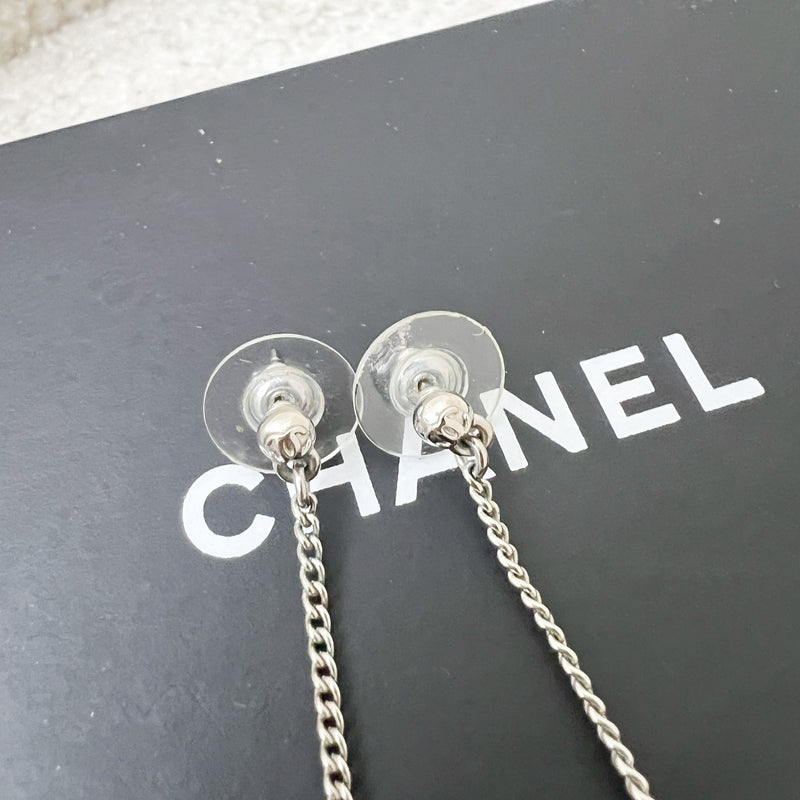 Chanel CC Logo Dangling Earrings studded with Crystals