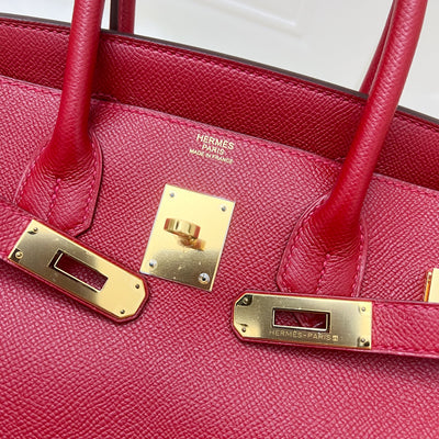 Hermes Birkin 30 in Rouge Casaque Epsom Leather and GHW