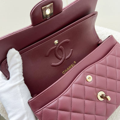 Chanel Small Classic Flap CF in Burgundy Lambskin and LGHW