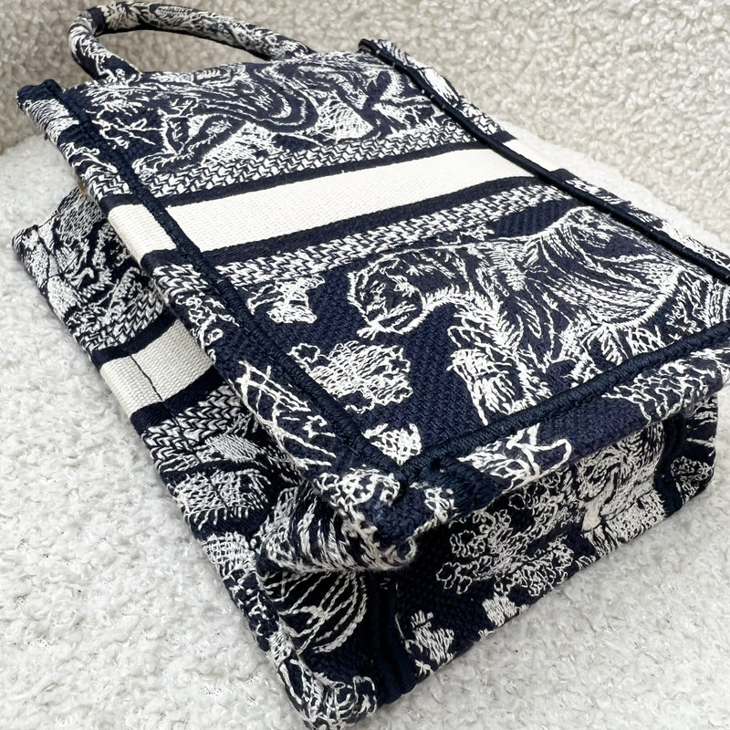 Dior Mini Vertical Book Tote in Blue Toile de Jouy Reverse Embroidery Canvas AGHW