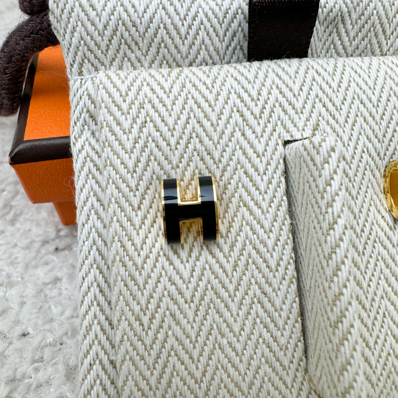 Hermes Mini Pop H Earrings in Noir and GHW