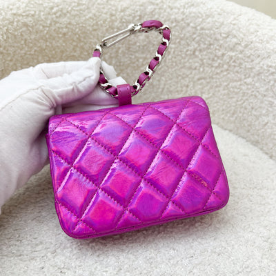 Chanel 24C Micro VIP Clutch in Fuchsia Pink Iridescent Mirror Goatskin SHW