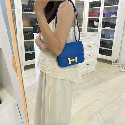 Hermes Constance 18 in Bleu Hydra Chevre Mysore Leather and GHW