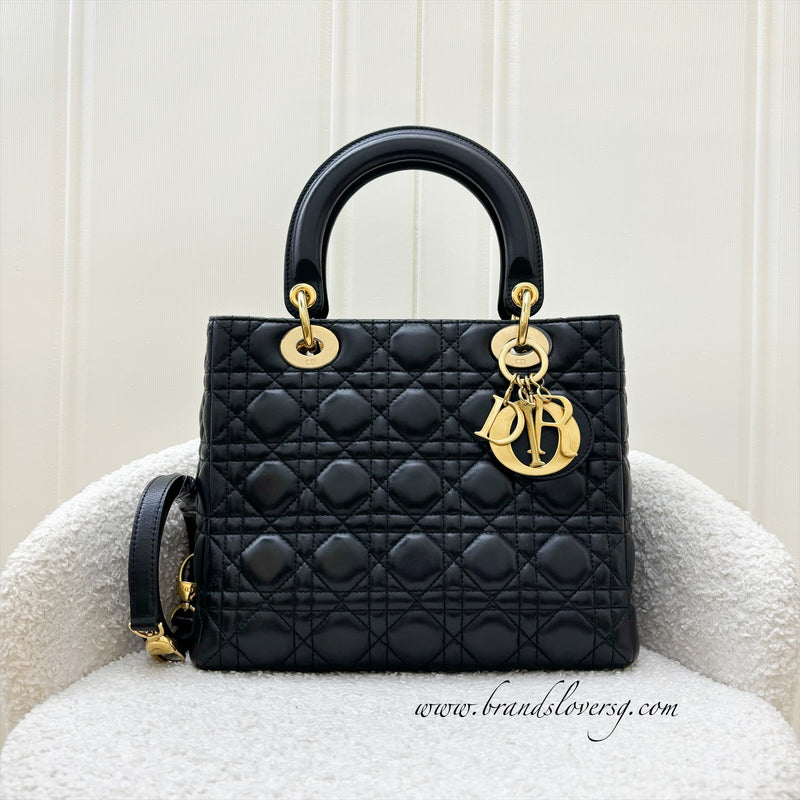 Dior Medium Lady Dior in Black Lambskin and GHW