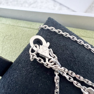[Kept Unused] Van Cleef & Arpels VCA Vintage Alhambra Pendant Necklace with Chalcedony Stone in 18K White Gold (Ref: VCARD34900)
