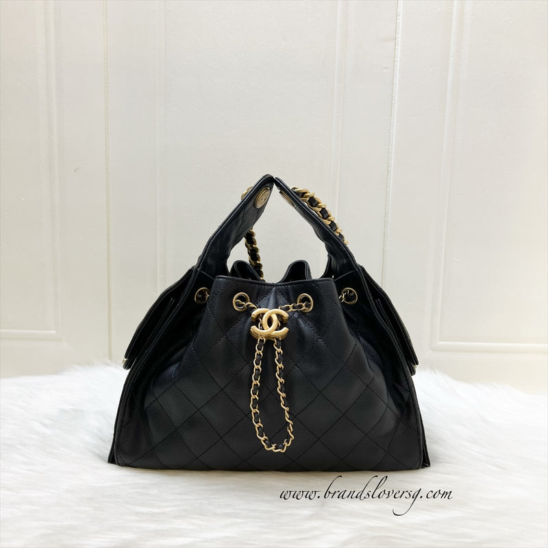 Chanel 25 Small Hobo Bag in Black Caviar and AGHW (Model: AS5293)