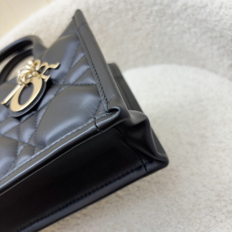 Dior Mini Book Tote in Black Macrocannage Lambskin and LGHW (Model: S5573OWHP)