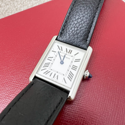 Cartier Tank Must Watch Large Model Quartz, Black Leather Strap, Quartz Movement (WSTA0041)