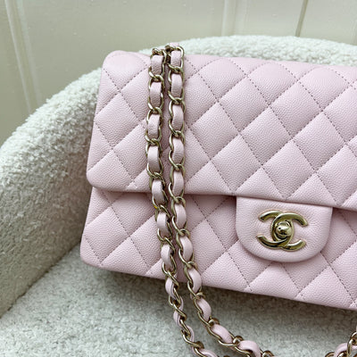 Chanel Medium Classic Flap CF in 22S Light Pink Caviar and LGHW