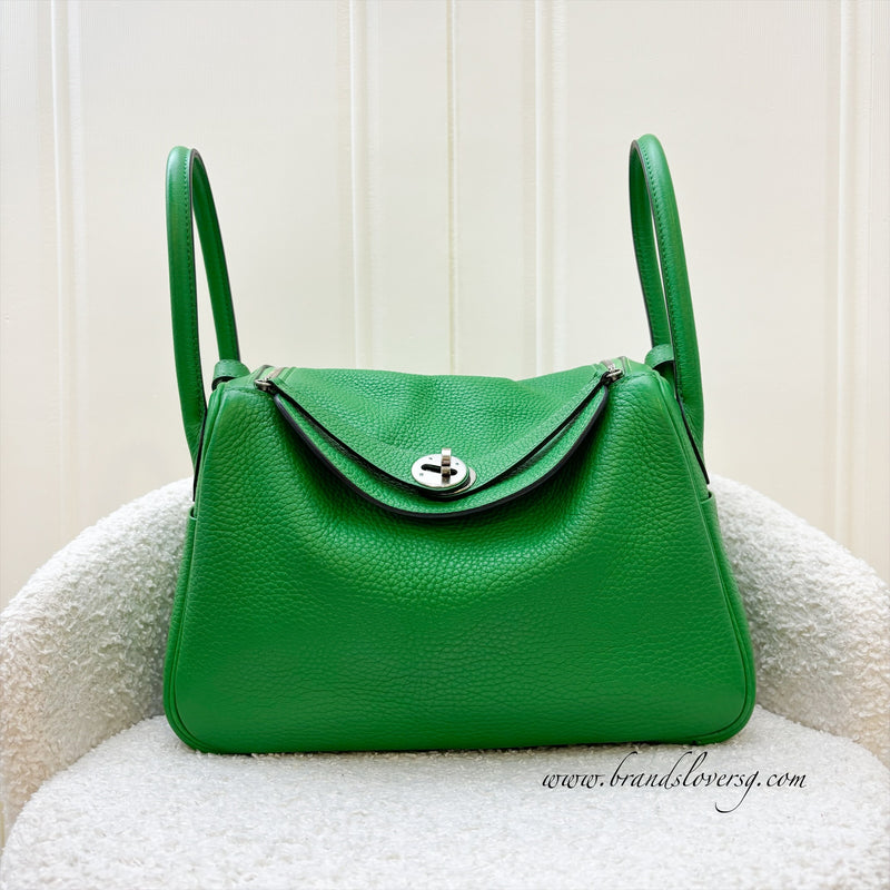 Hermes Lindy 26 in Bambou Green Clemence Leather and PHW