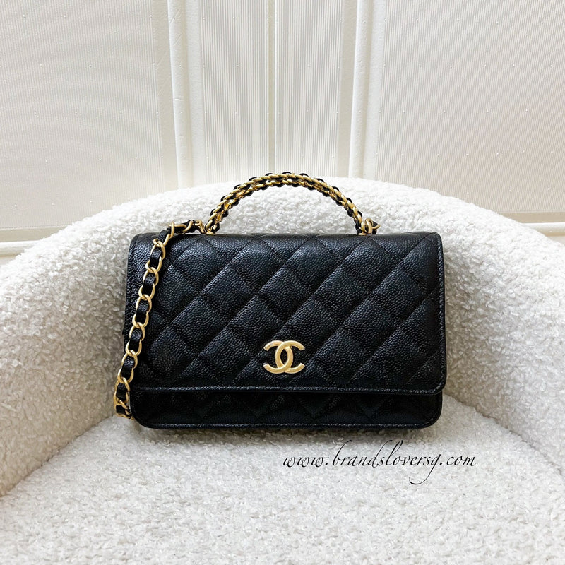 Chanel 22S "Pick Me Up" Wallet on Chain WOC in Black Caviar AGHW (Model: AP2804)