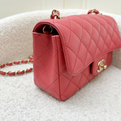 Chanel Classic Mini Rectangle Flap in 17C Dark Pink Caviar LGHW