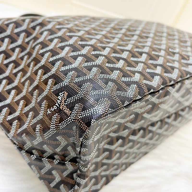 Goyard Saint Louis PM Tote in Black Signature Goyardine Canvas