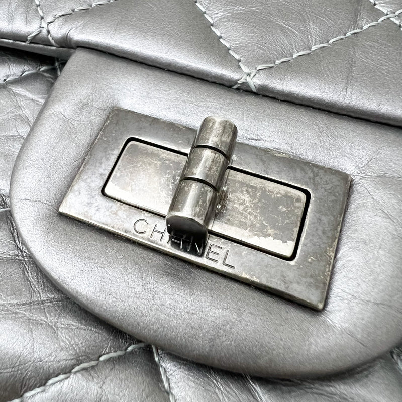 Chanel 2.55 Reissue 227 Maxi Flap in Silver Calfskin and RHW