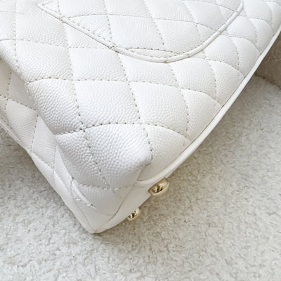 Chanel Small 24cm Coco Handle in White Caviar and LGHW