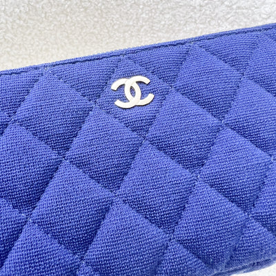 Chanel VIP Clutch on Chain / WOC in Blue Jersey Fabric and LGHW