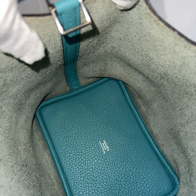 Hermes Picotin 18 in Blue / Green (Likely Bleu Paon) Clemence Leather and PHW