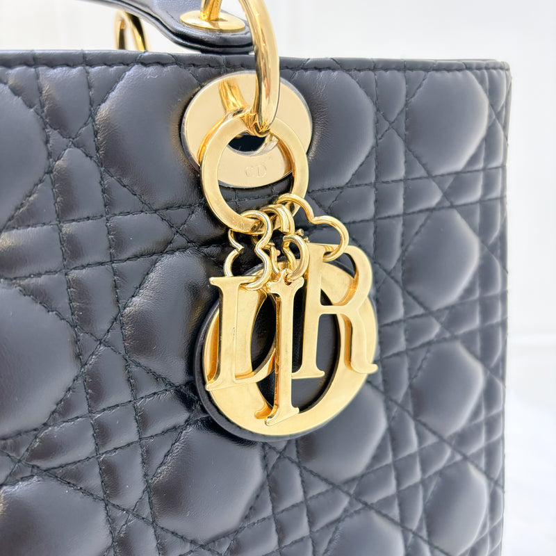 Dior Large Lady Dior in Black Lambskin and GHW