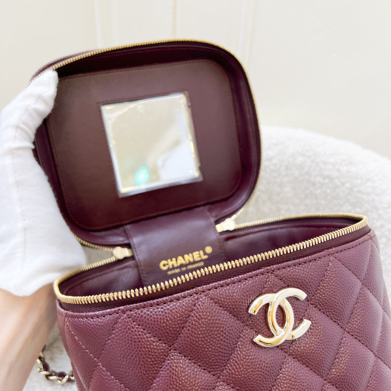 Chanel Top Handle Vanity Case in 21B Burgundy Red Caviar and LGHW