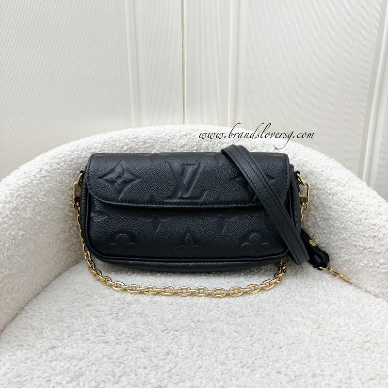 LV Wallet On Chain Ivy in Black Monogram Empreinte in GHW