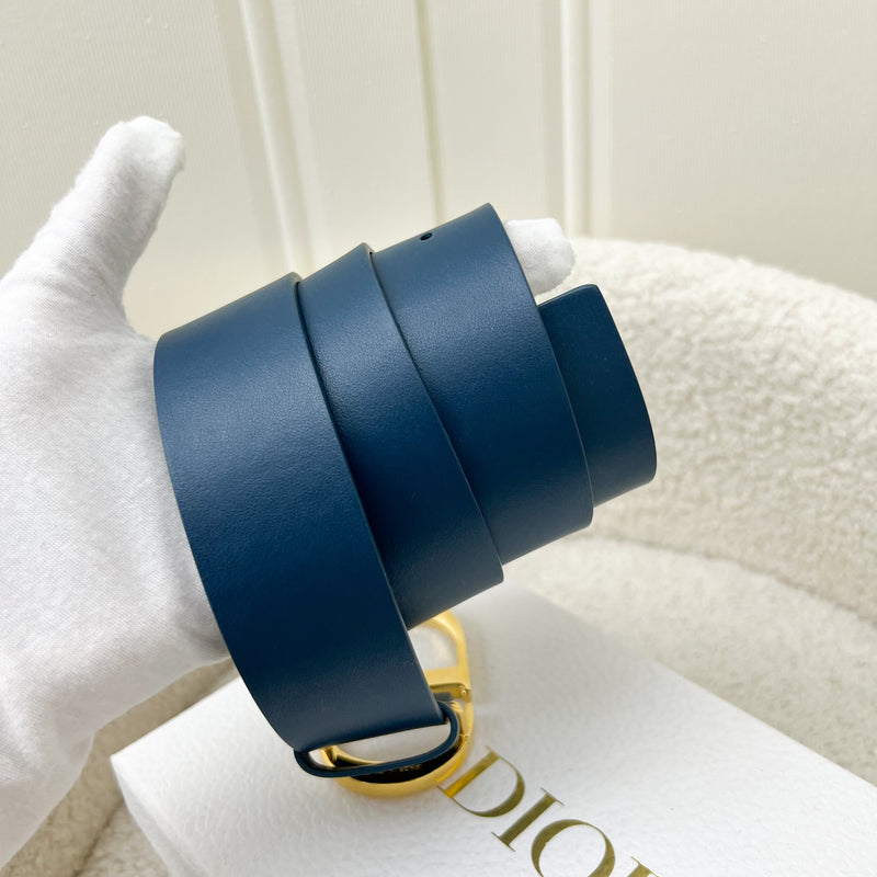 Dior CD Belt in Blue Leather and GHW