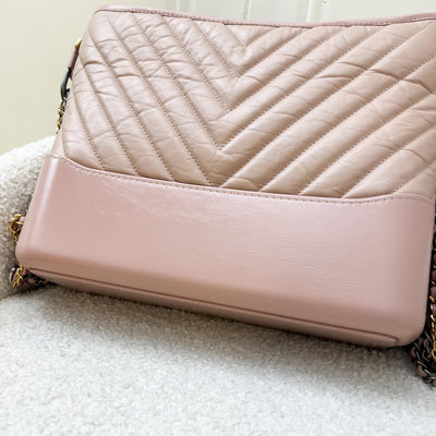 Chanel Medium (New Large) Gabrielle Hobo Bag in Nude Pink Chevron Calfskin and 3-tone HW