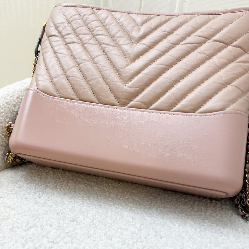 Chanel Medium (New Large) Gabrielle Hobo Bag in Nude Pink Chevron Calfskin and 3-tone HW