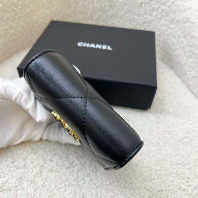 Chanel 19 Compact Trifold Wallet in Black Lambskin and AGHW