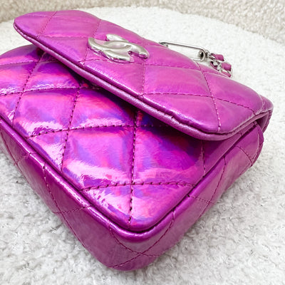 Chanel 24C Micro VIP Clutch in Fuchsia Pink Iridescent Mirror Goatskin SHW