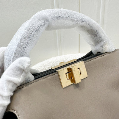 Fendi Peekaboo Iconic Essentially Leather Top handle Bag in Grey / Taupe Calfskin and GHW