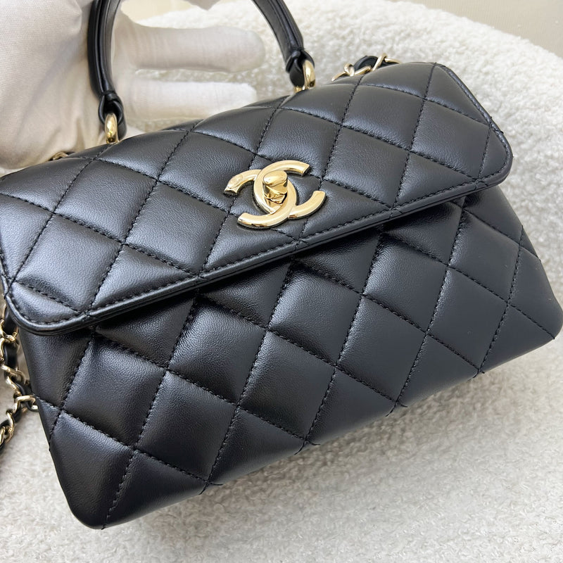 (July 2024 Receipt) Chanel Top Handle Mini Trendy CC Flap in Black Lambskin and LGHW