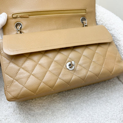 Chanel Medium Classic Flap CF in Beige Caviar and SHW