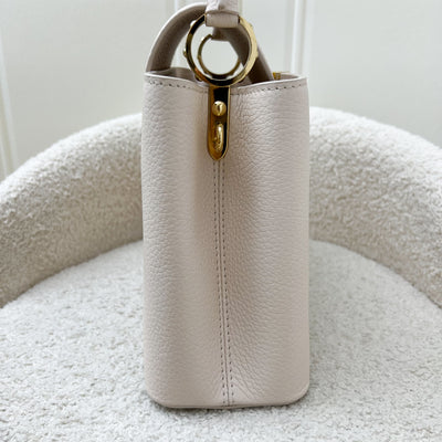 LV Capucines BB in Quartz (Cream) Calfskin, Pink and Cream Enamel and GHW