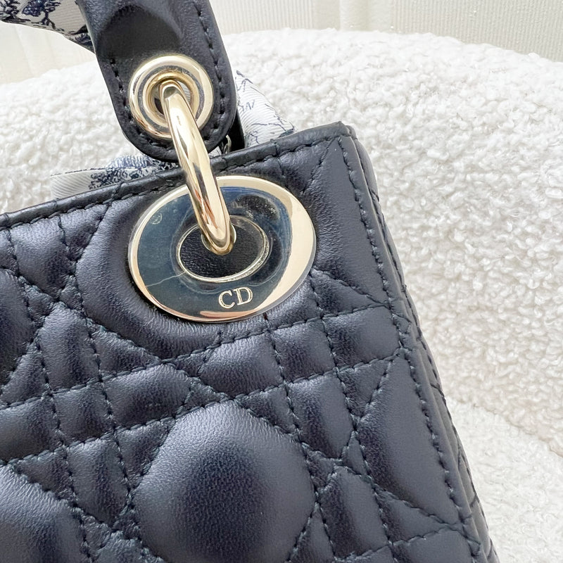 Dior Mini Lady Dior in Black Lambskin and LGHW with Dior Toile de Jouy Sauvage Mitzah