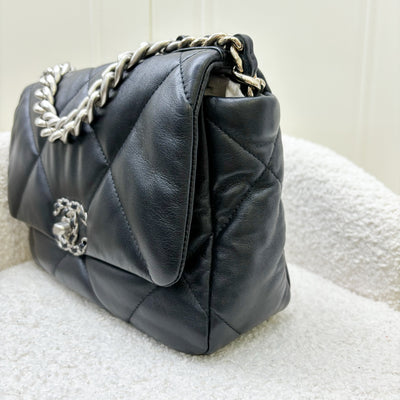 Chanel 19 Small Flap in Black Lambskin, Silver Logo and 3-Tone HW